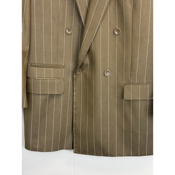 Caravelli Brown Pinstripe Mens 42R Blazer Suit Jacket Double Breasted - Picture 5 of 10